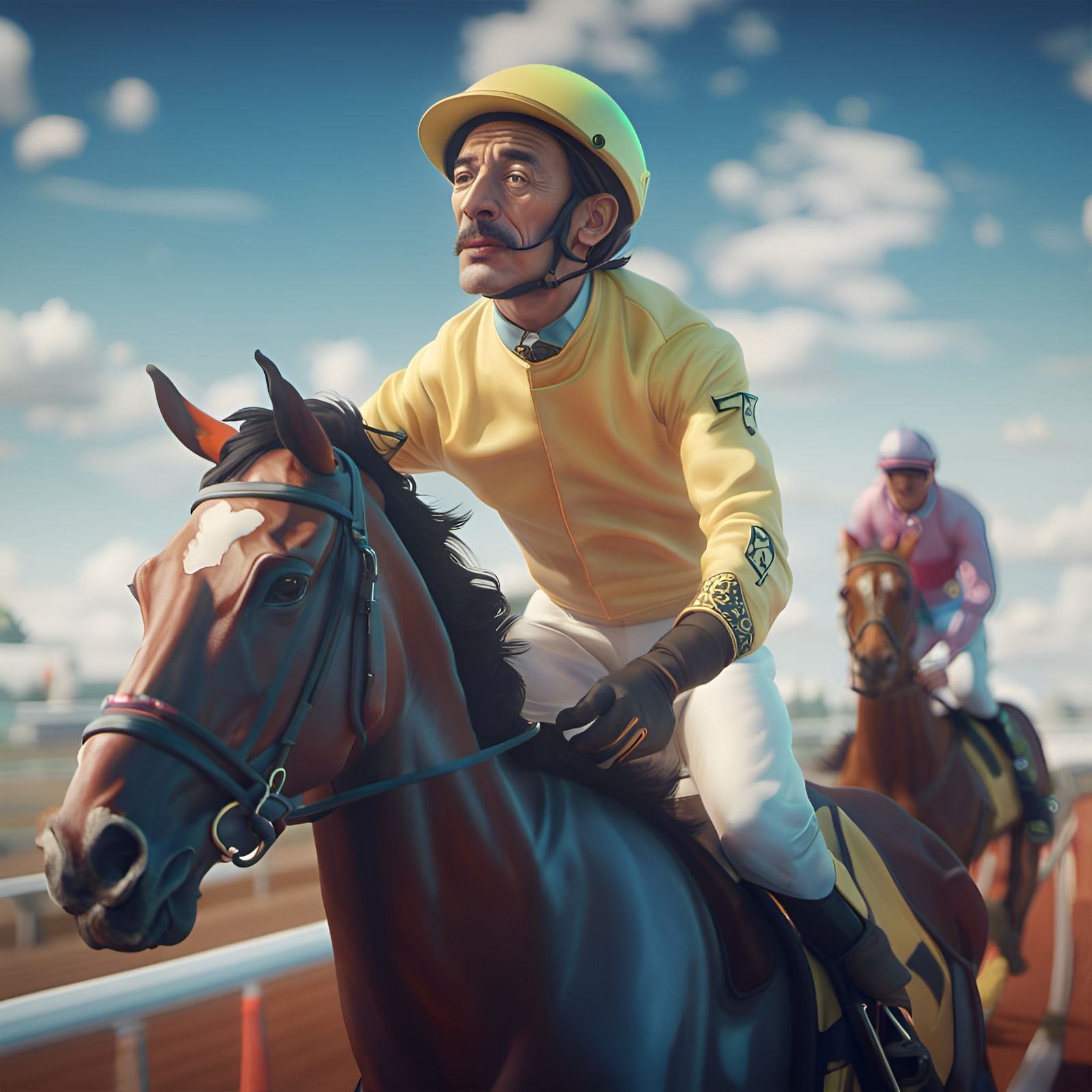 Salvador Dali as a horse racing jockey