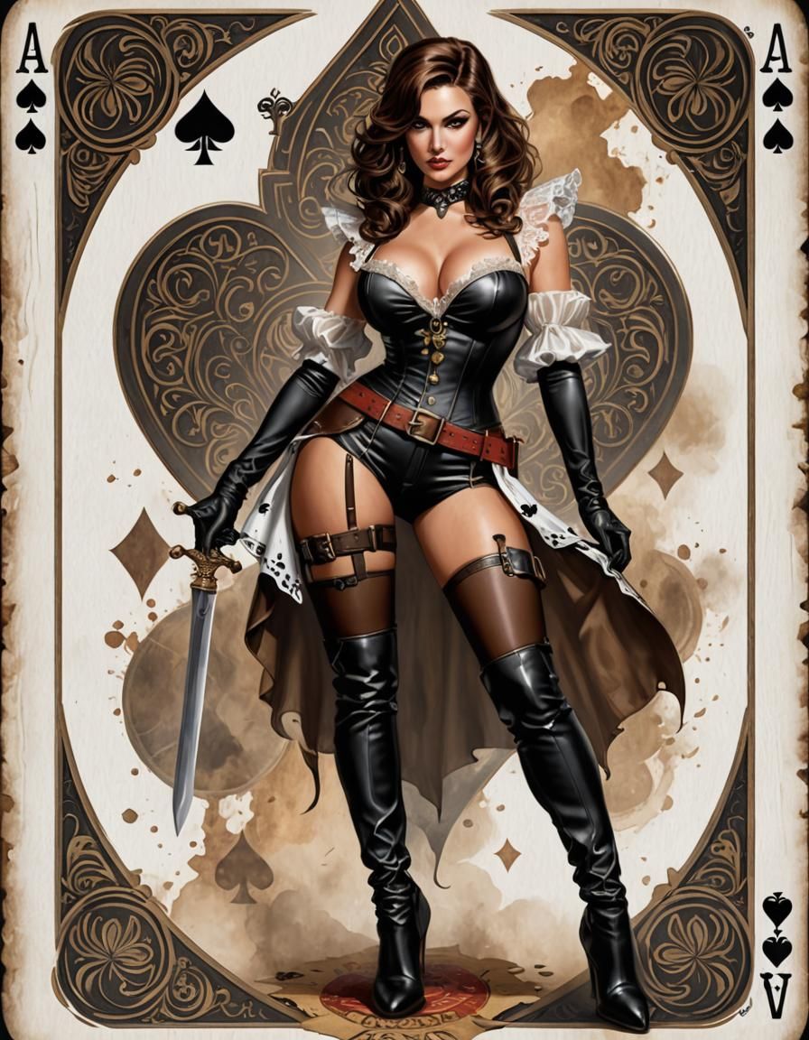 Ace of Spades Pinup Girl in Hyperrealistic Style