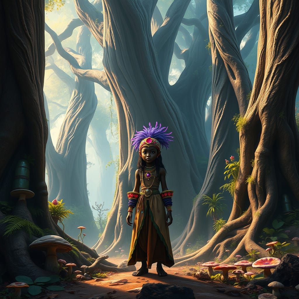 Fantastical Forest Goddess in Ebony Finery