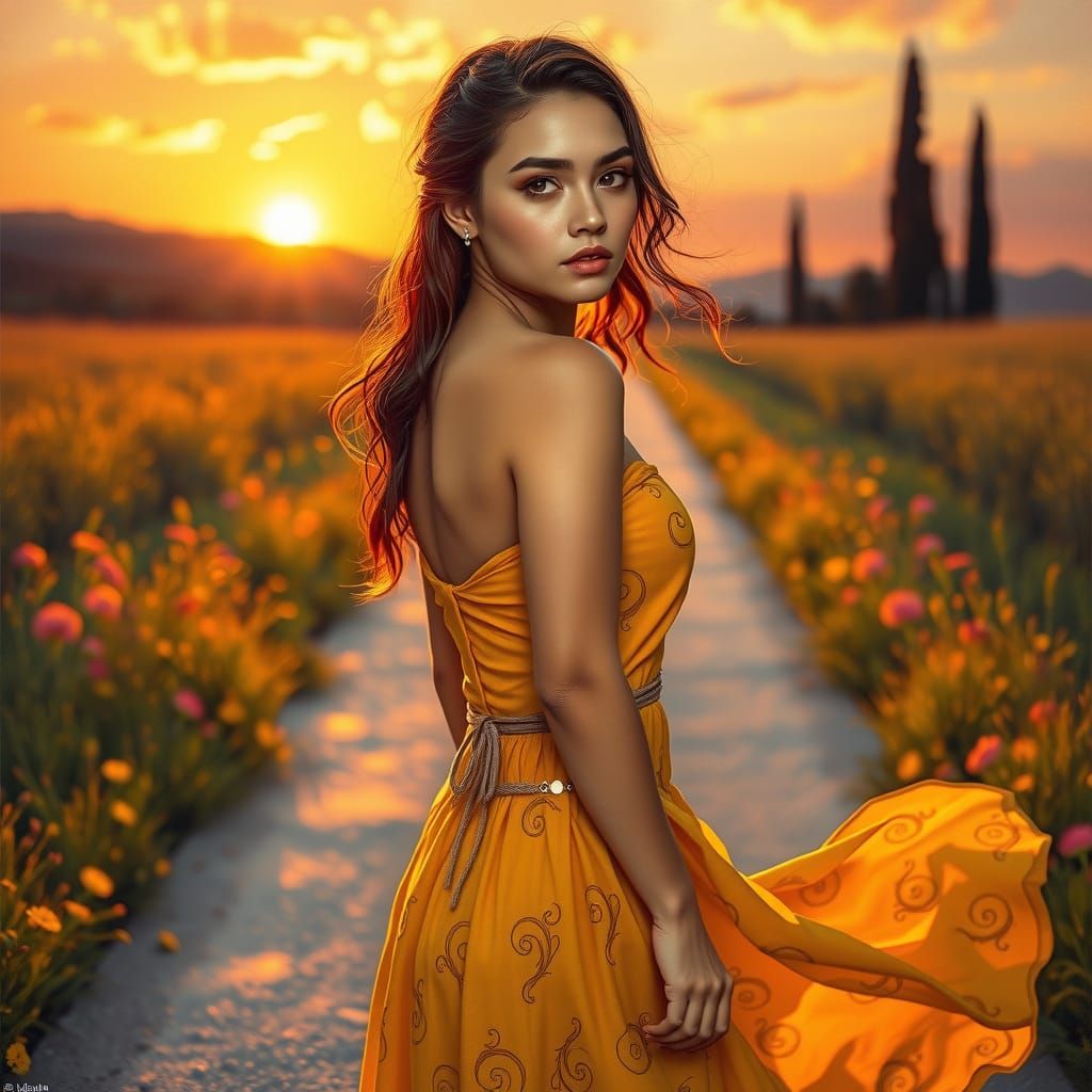 Woman at the Crossroads, Radiant with Hope and Determination