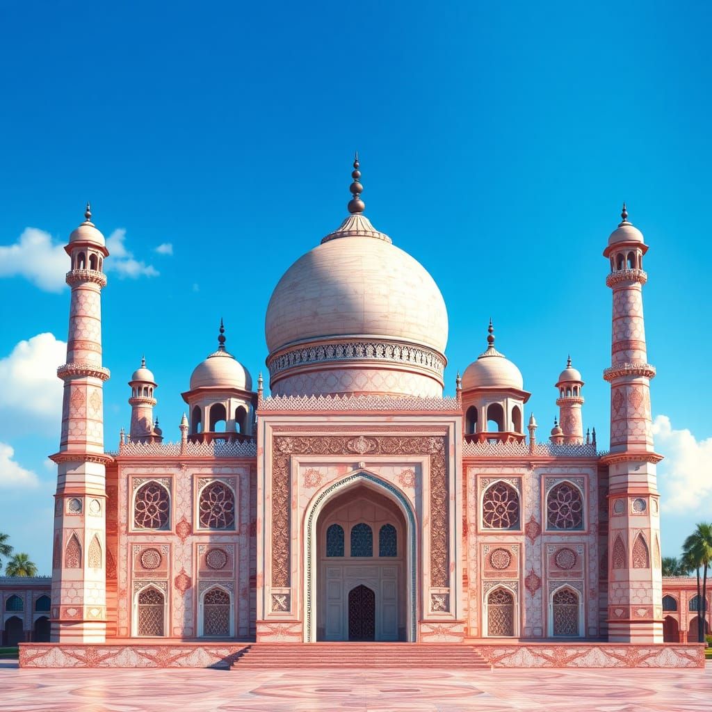 Majestic Pink Marble Building with Domes