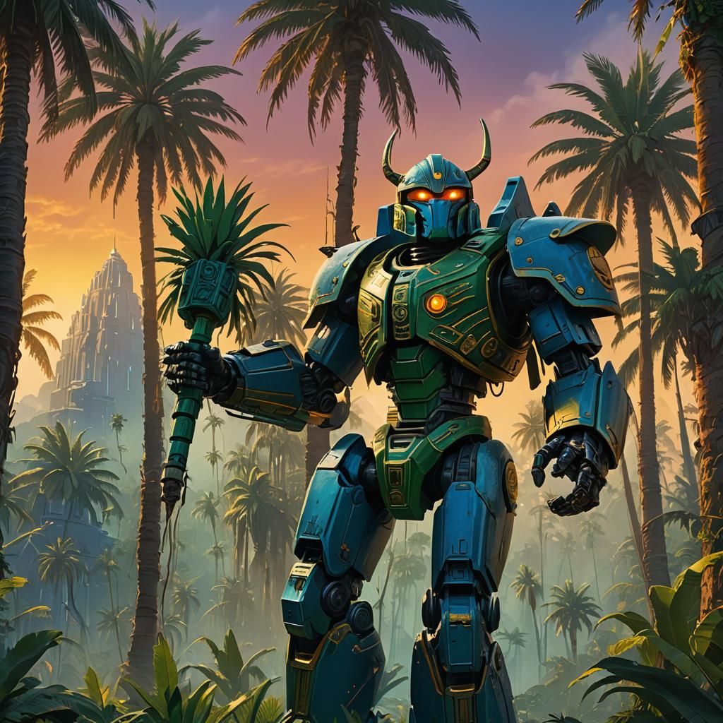 Jugan Defends Temple with Bionicle Palm Trees