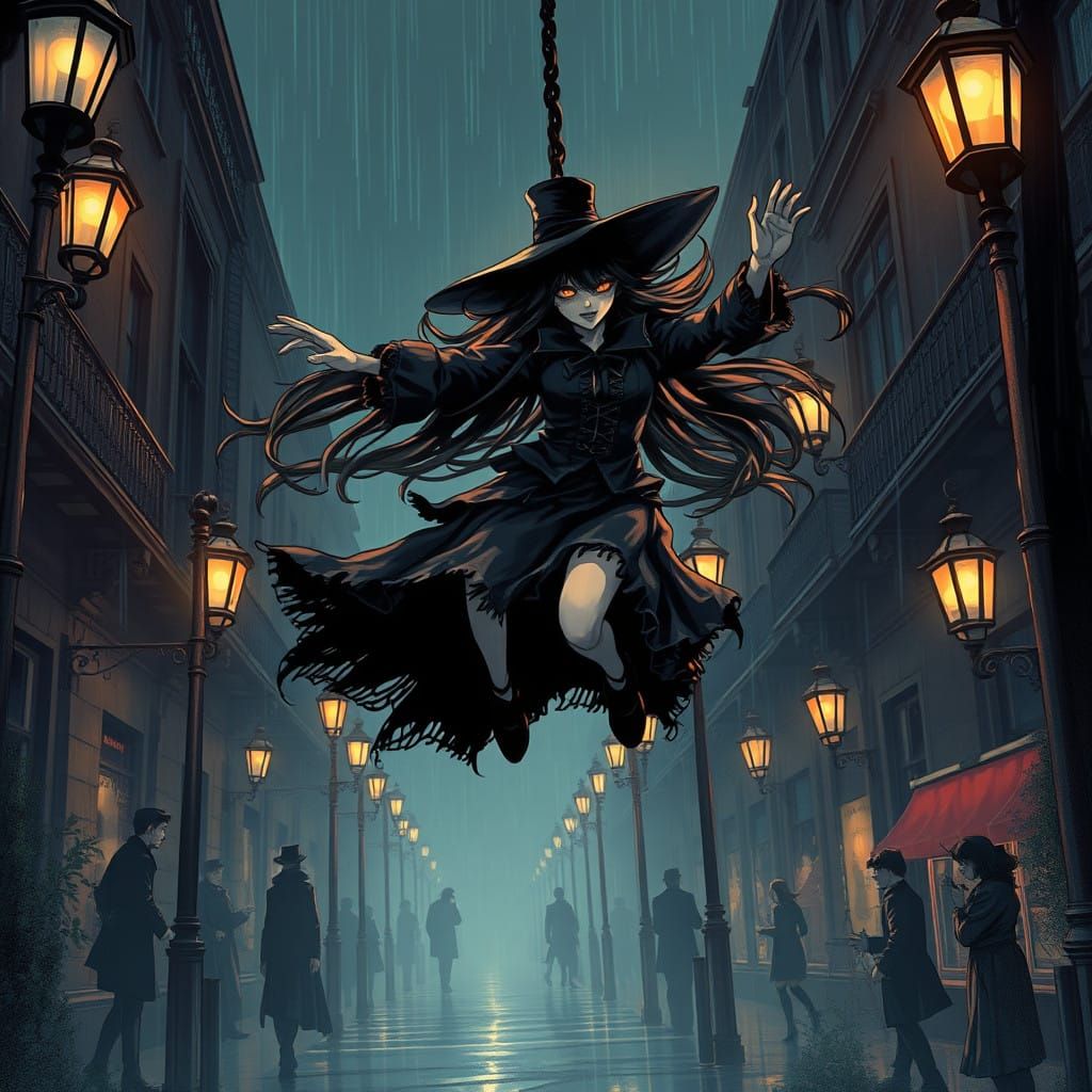 Mysterious Figure Defies Elegance in Gothic Masquerade Ball