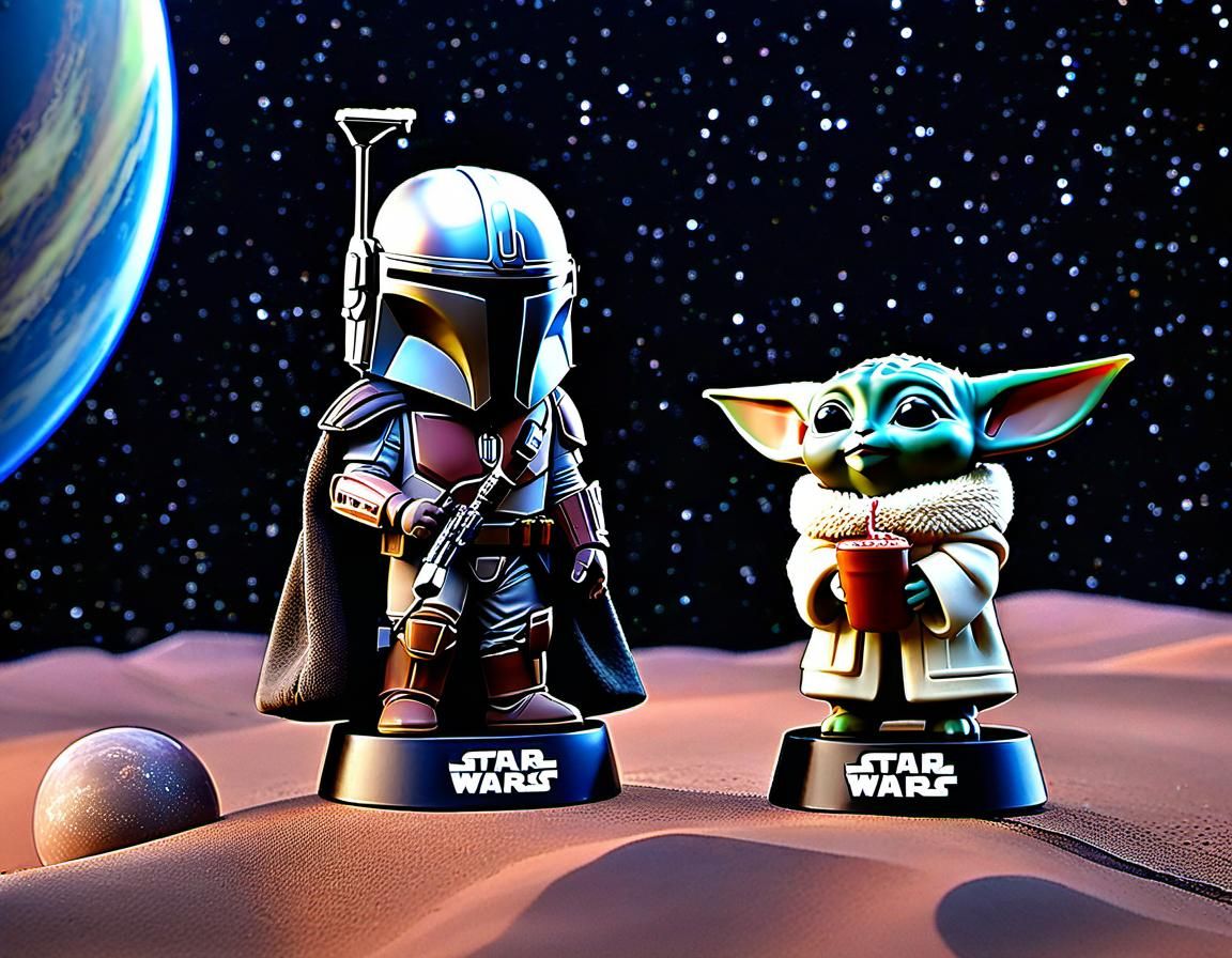 The Mandalorian and Grogu as Bobbleheads
