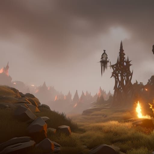 Epic Wizards vs Warlocks Battle in Dark Fantasy Style