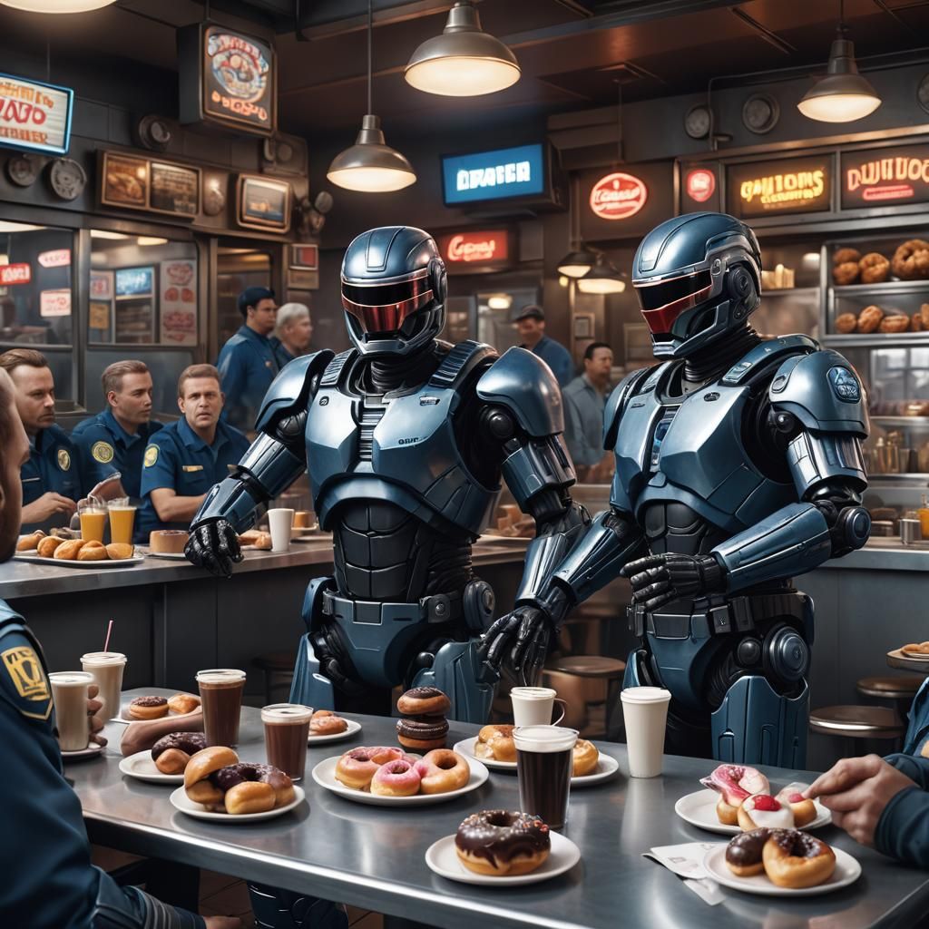Robocop at Diner: Detailed Matte Painting
