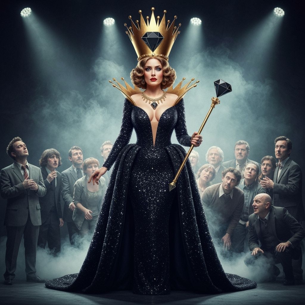 Queen of Diamonds in Sparkling Gown with Crown