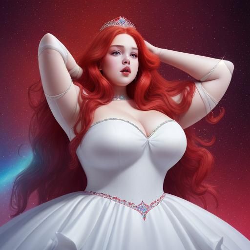 Plus-Size Queen Dancing in Astral Holographic Illustration