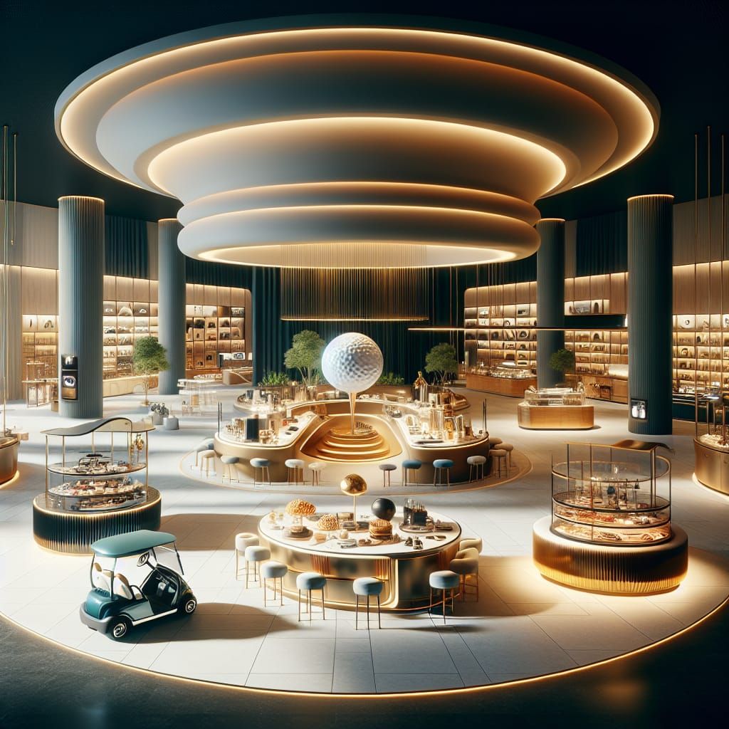 Luxurious Modern Shop with Golf and Fashion in 3D