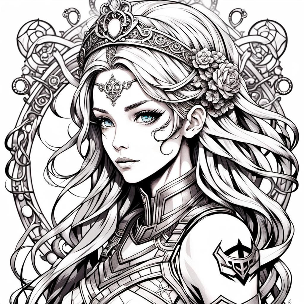 Anime Gothic Woman with Mechanical Mask and Tiara