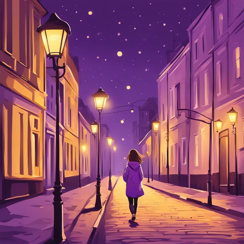 Girl Walking Down an Evening Street