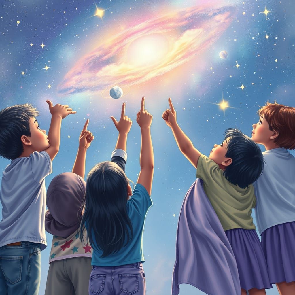 Children of the Galaxy: A Dreamy Fantasy Scene