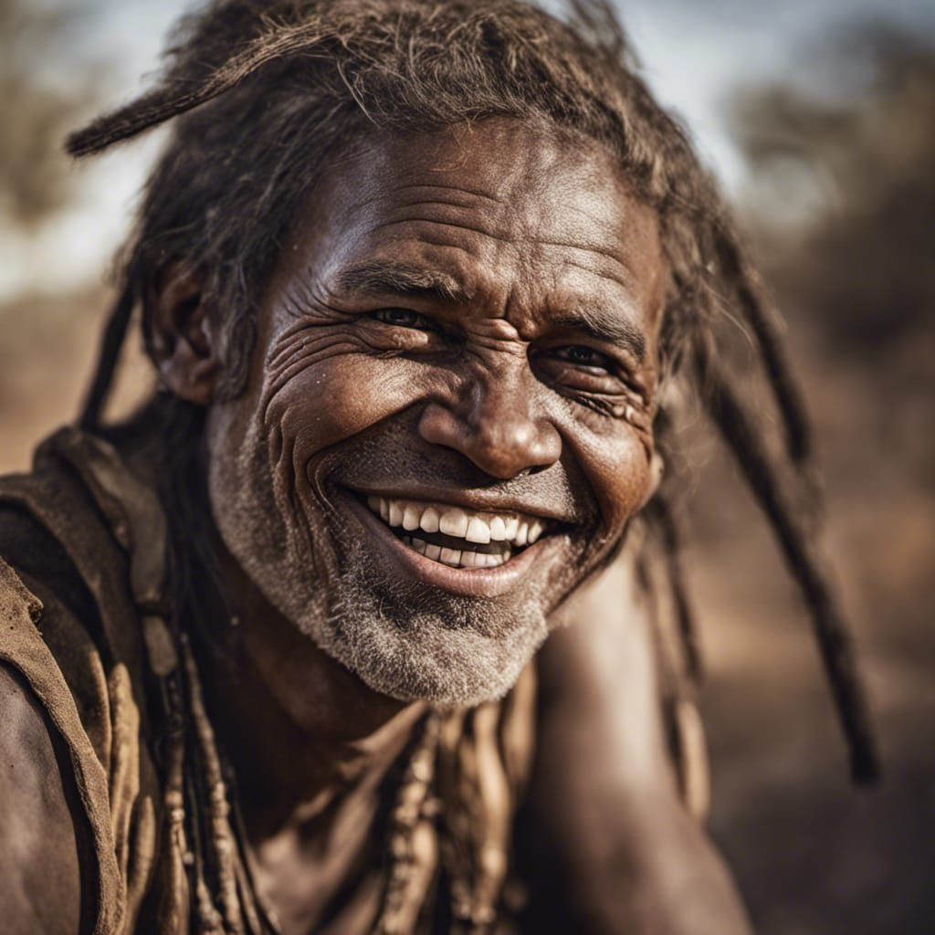 Smiling Aboriginal Portrait in Australian Outback