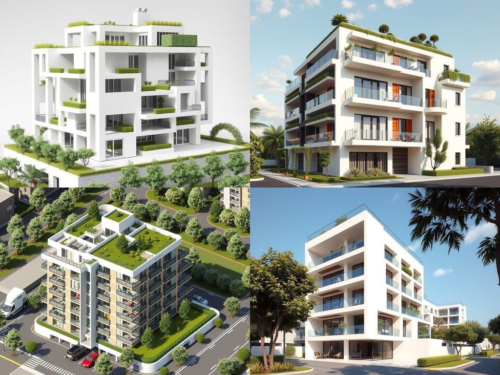 Modern Residential Building Floor Plan with Roof Garden