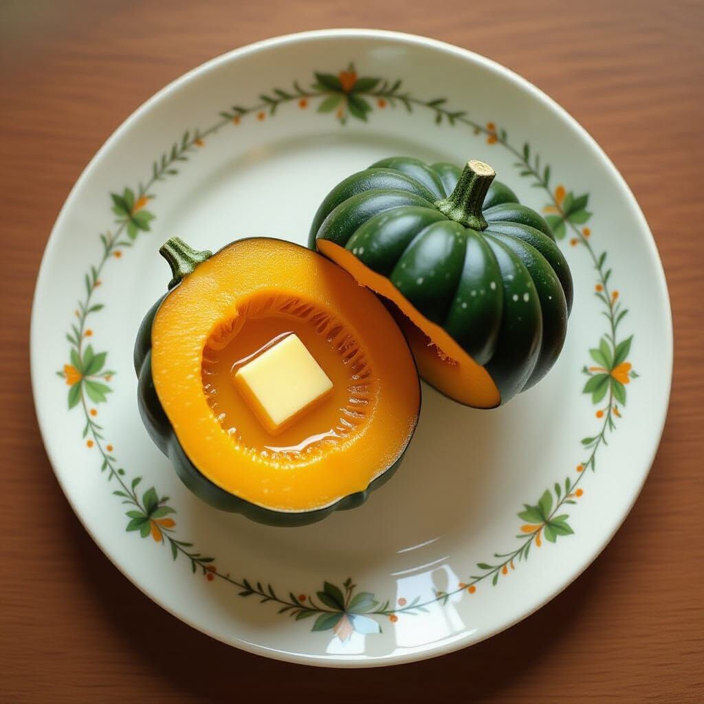 Hyper-Realistic Acorn Squash with Melting Butter
