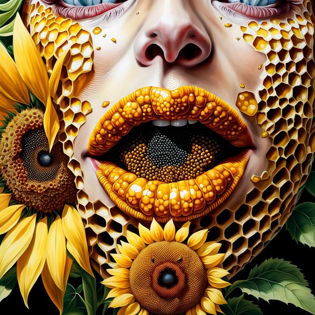 Honeycomb Lips: Surreal Airbrush Analytical Art
