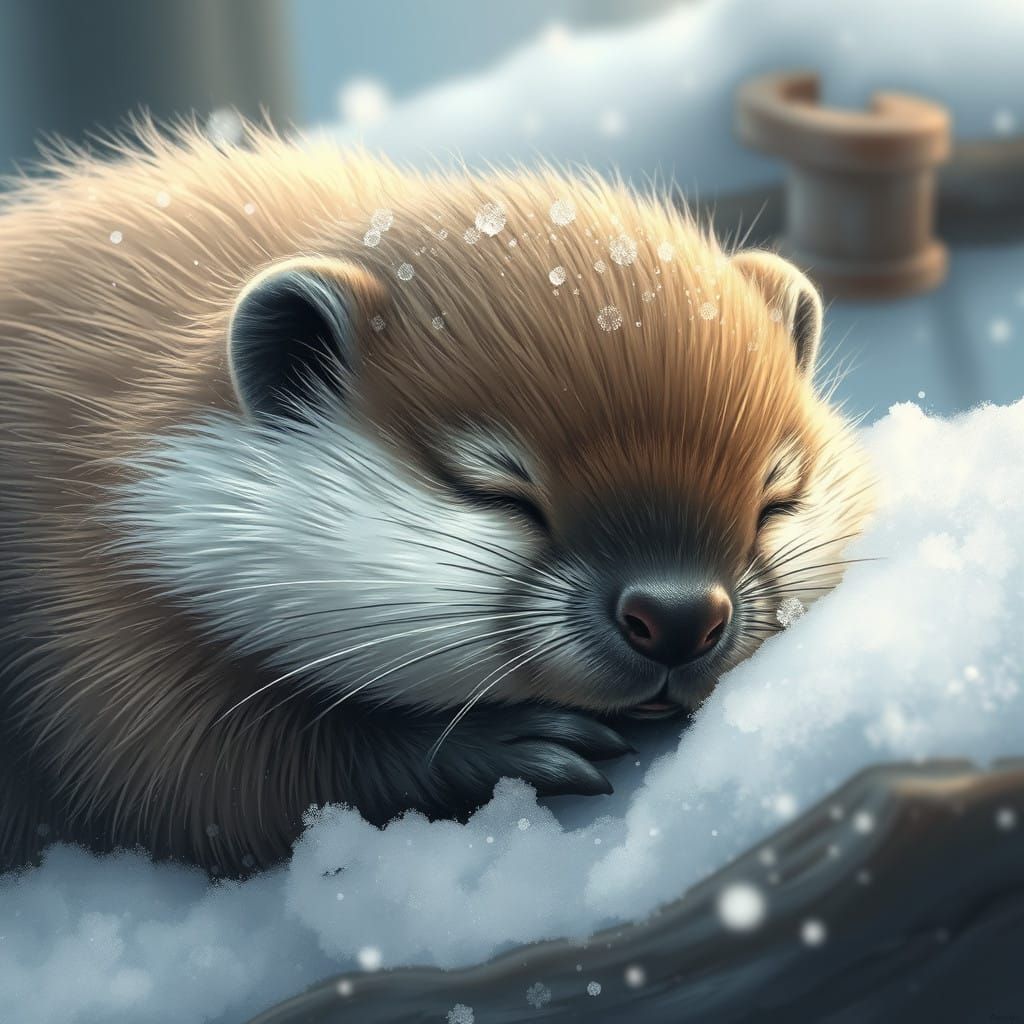 Whimsical Winter Beaver Slumbers