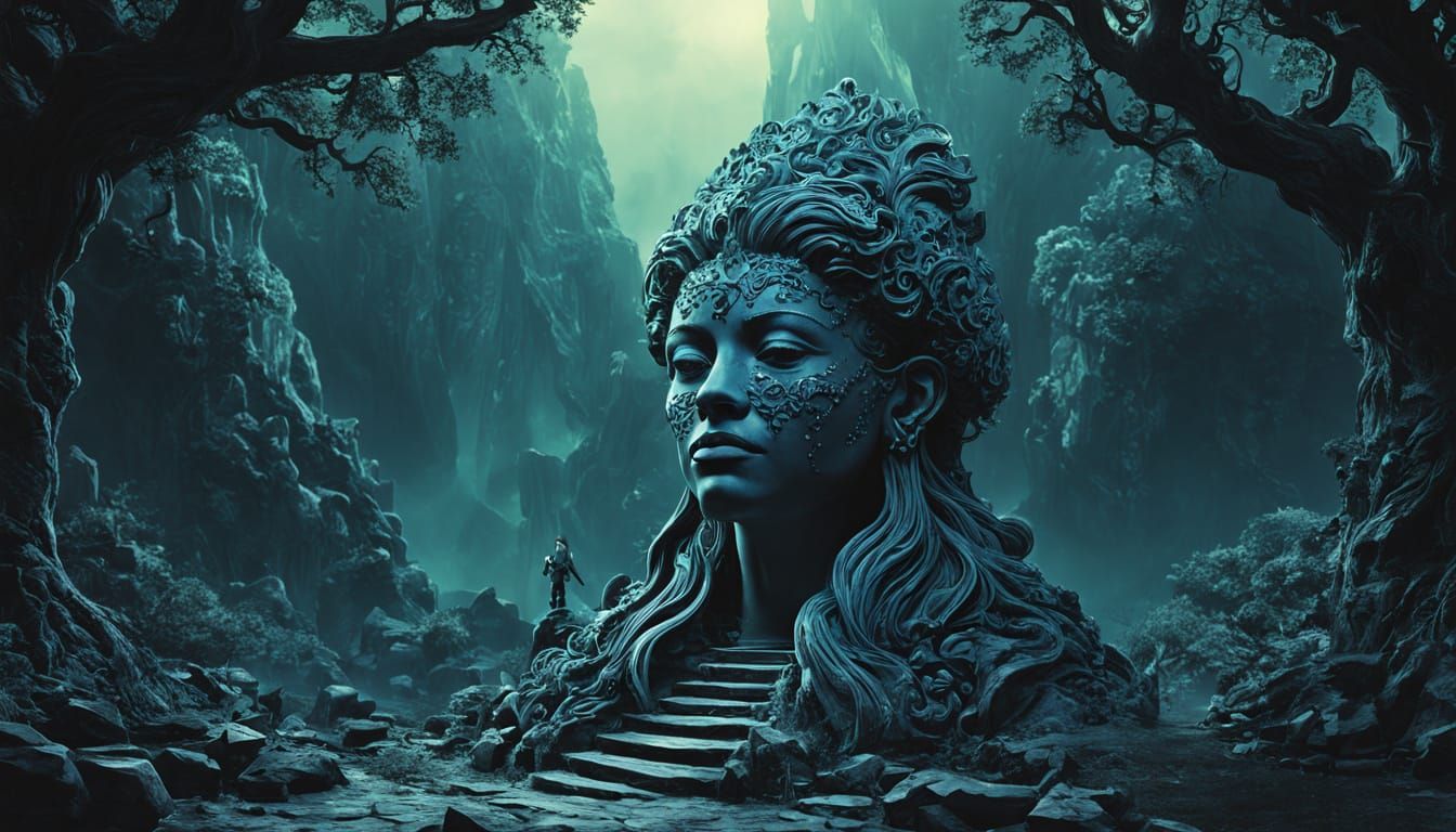 Goddess in Magical Park with Ethereal Glow