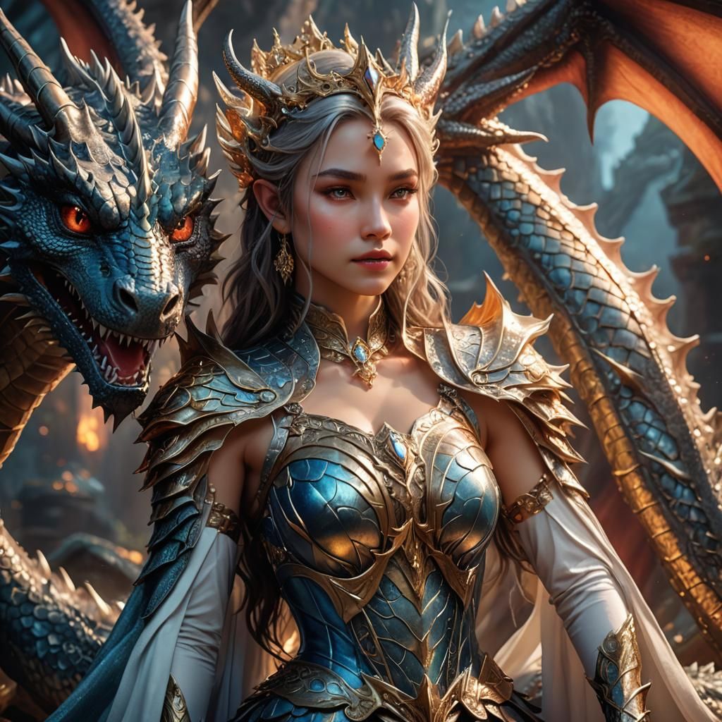 Lusty Dragon Embraces Beautiful Dragon Princess