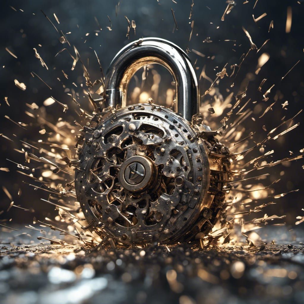 Padlock Shattering with Steampunk Filigree Detail