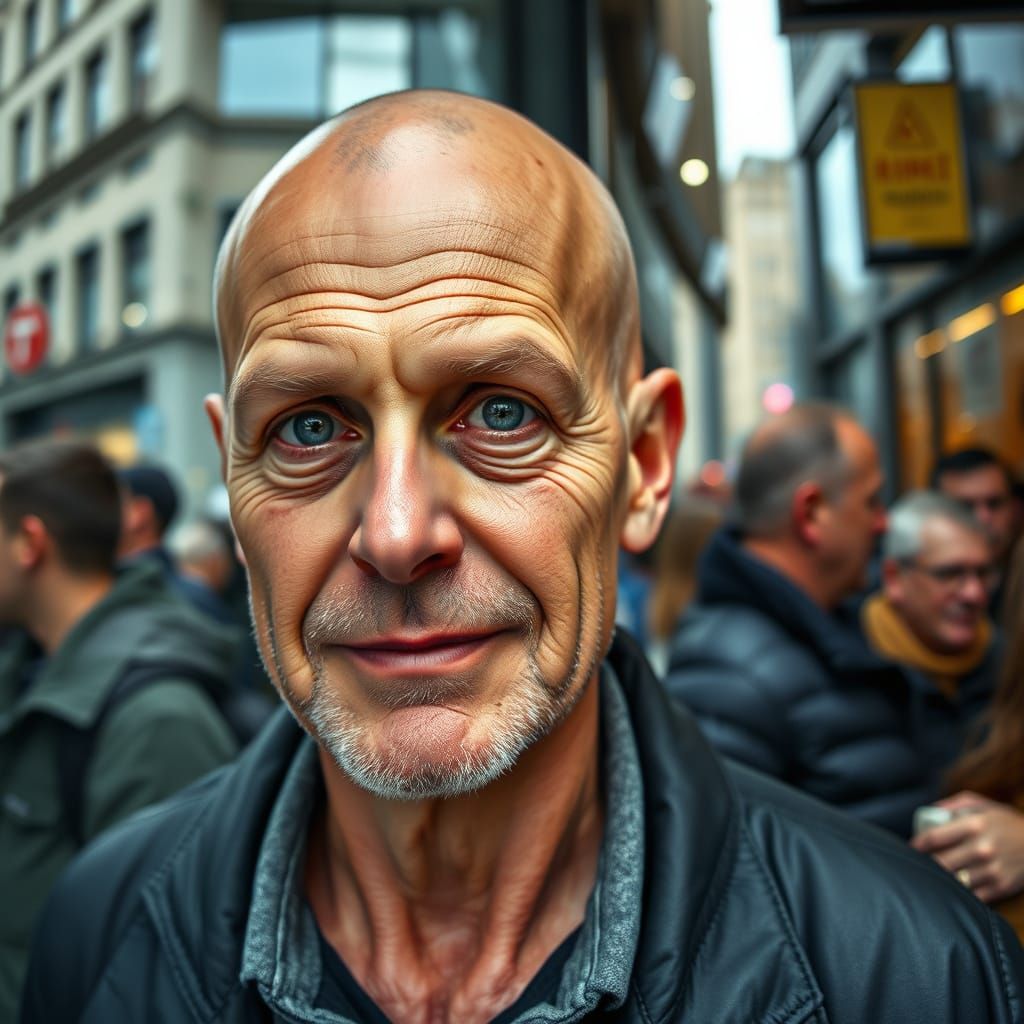 Man Sees Reflection in Big City Shop Window