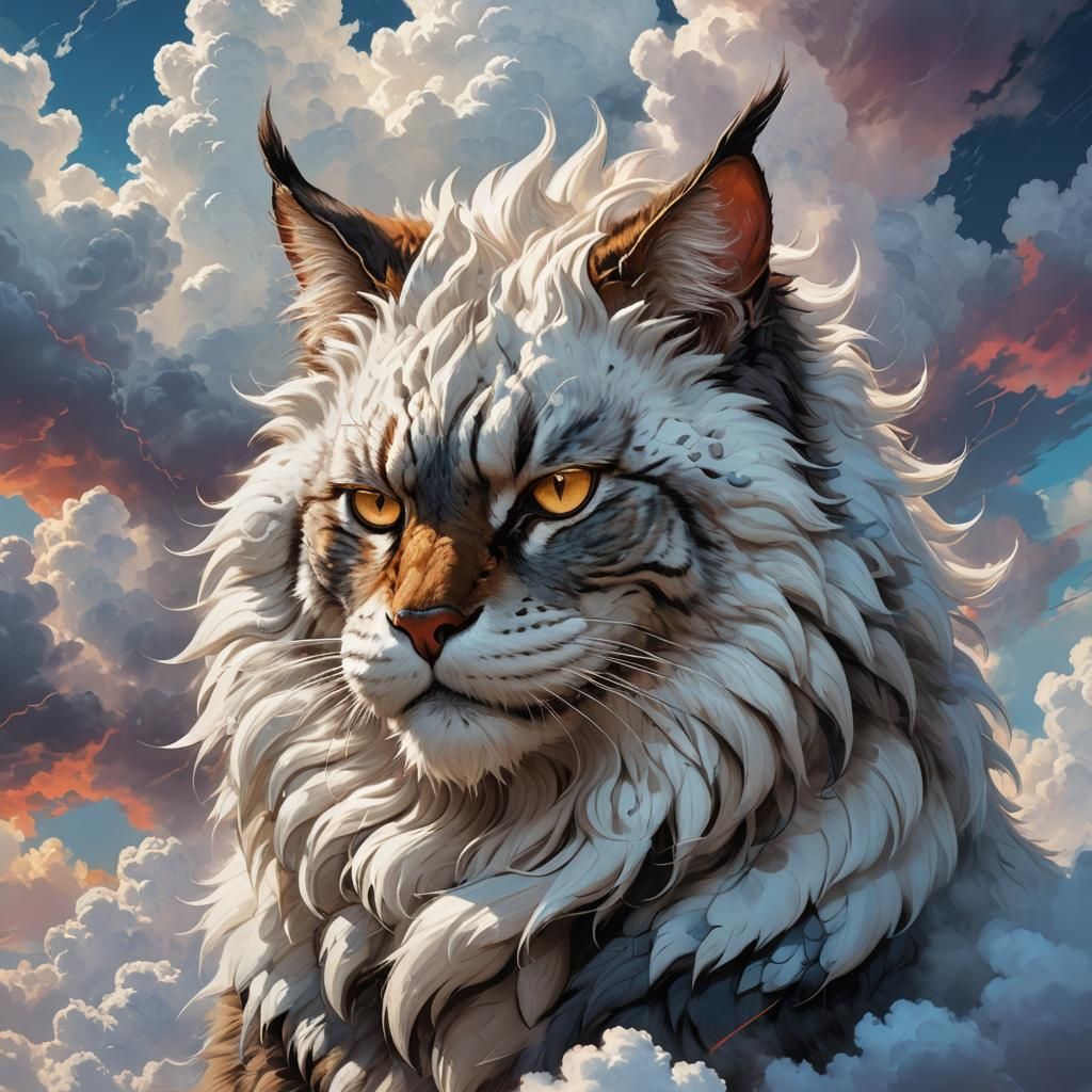 Demonic Cat Portrait in a Volumetric Lighting Style