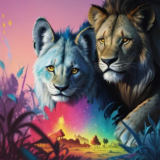 Nala's Savannah Battle: A Colorful Comic Book Scene