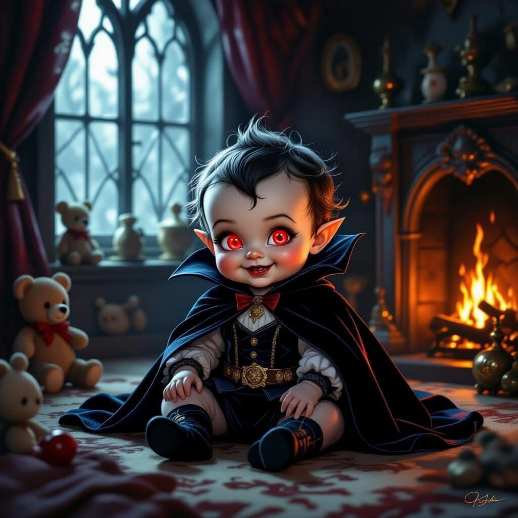 Adorable Baby Vampire Character Art