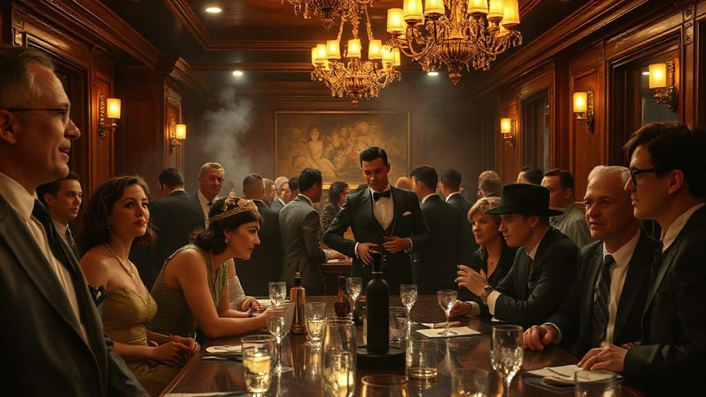 1920s Speakeasy Scene in Rockwell Style