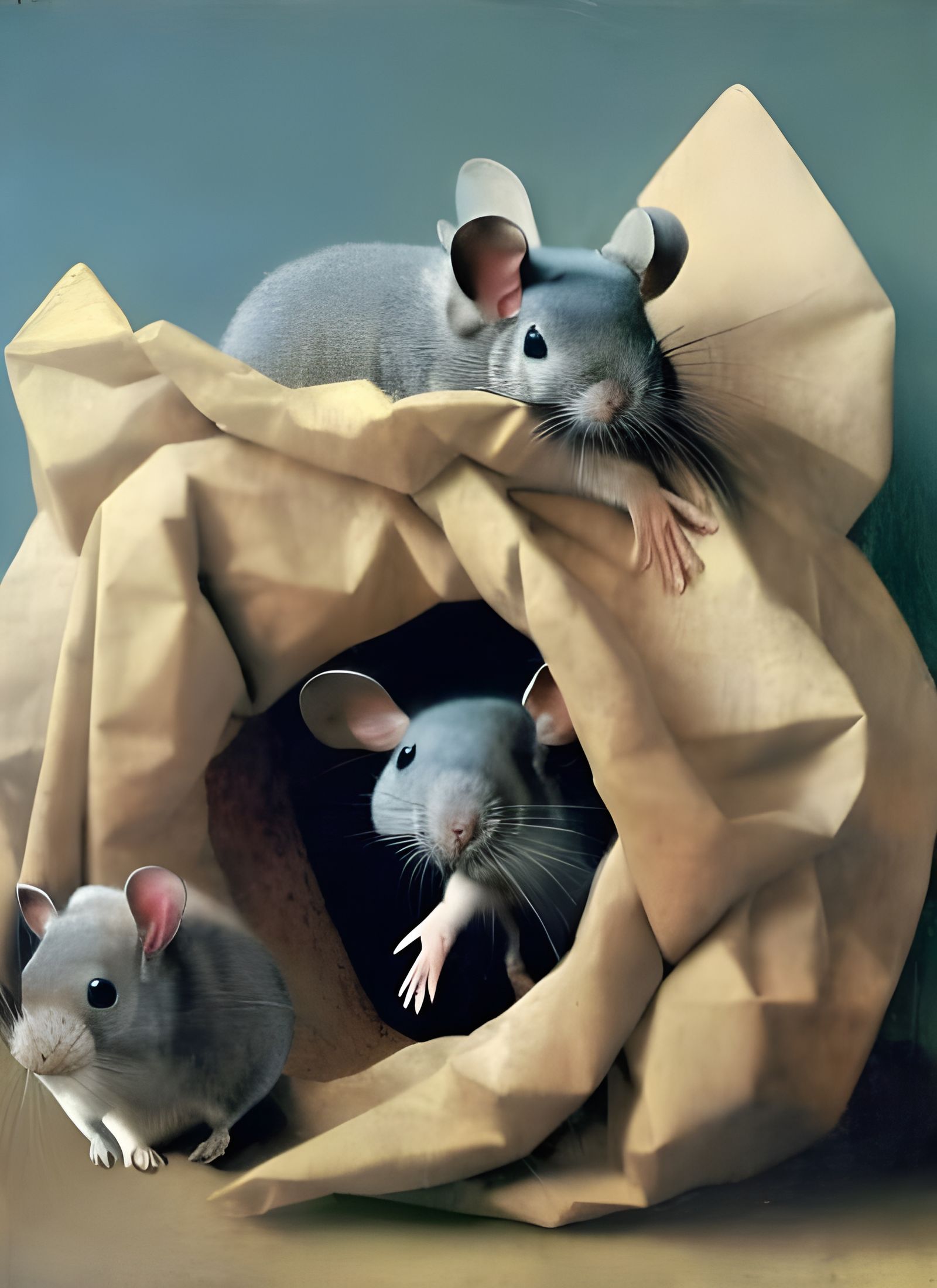 Chinchilla Family Portrait in Vermeer Style