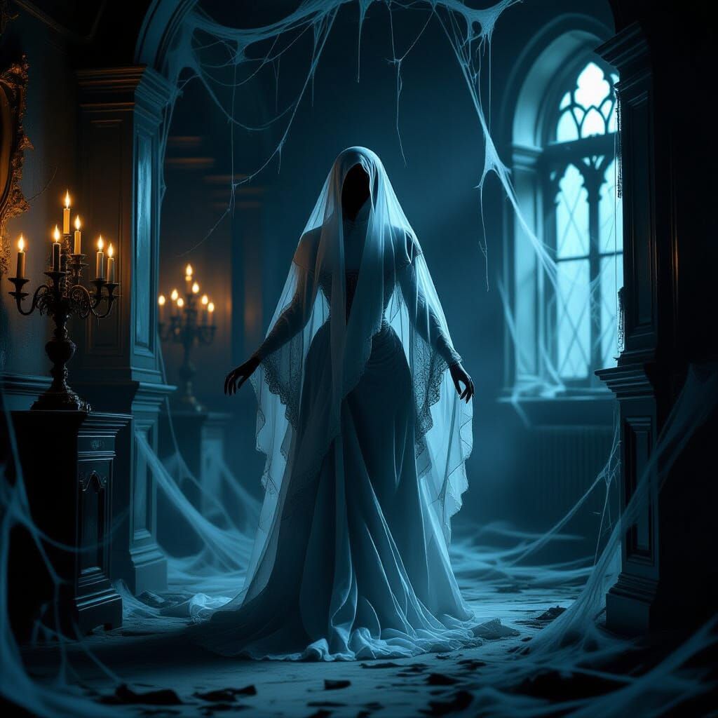 Ethereal Ghost in Abandoned Victorian Mansion