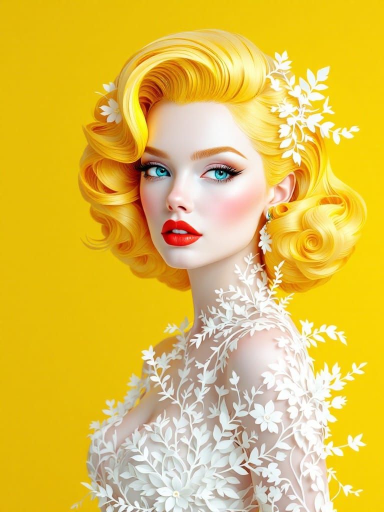 1950s Pin-Up in Dimensional Papercraft Style