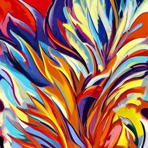 Fire-Red Bull in Prairies: Fauvist Impression