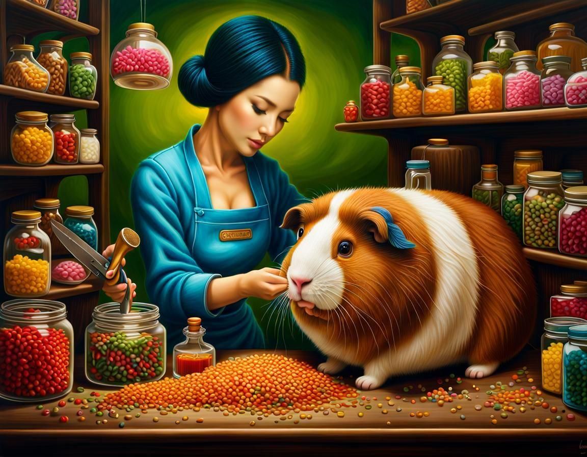 feeding a super guinea pig with jelly beans