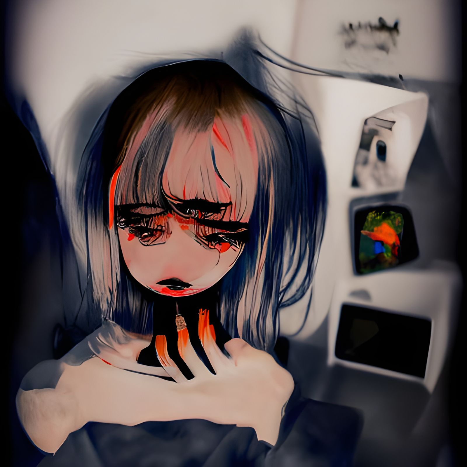 Anime Image Depicting Suffering and Fear