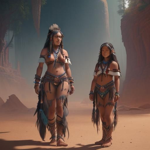 Detailed Matte Painting of Native American Woman