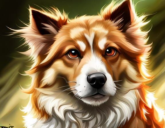 Hyperrealistic Mutt with Lop Ear in Splash Art Style