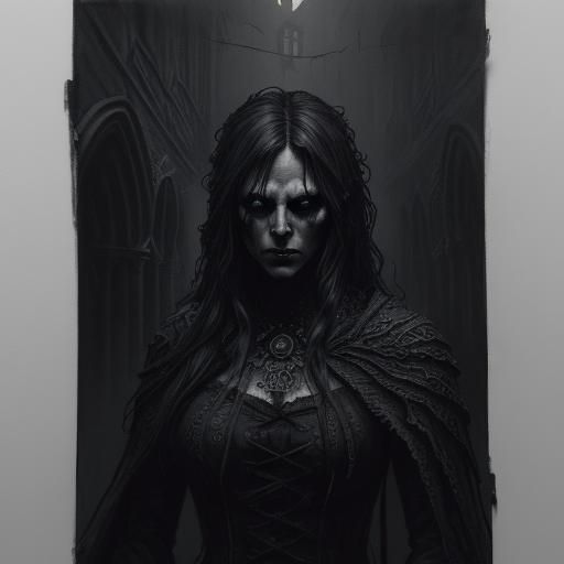 Eerie Alleyway: Dark Fantasy Charcoal Drawing