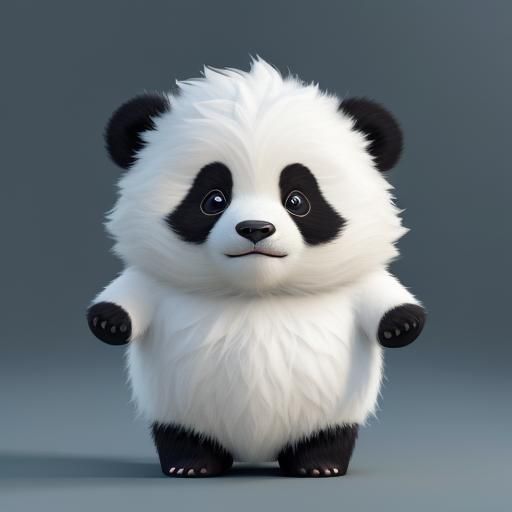 Cute Cartoon Baby Panda in 3D Digital Art