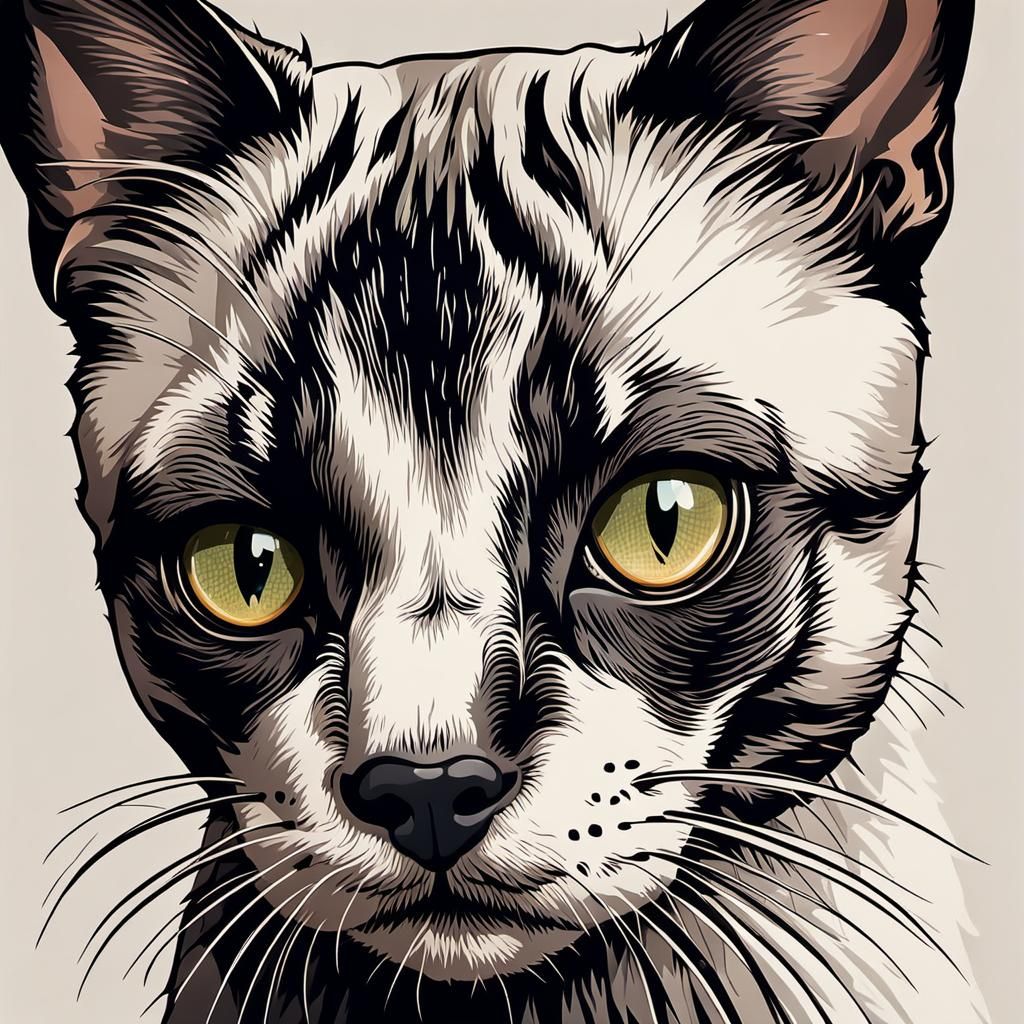 Close-Up Cat Portrait in Hyper-Realistic Digital Art