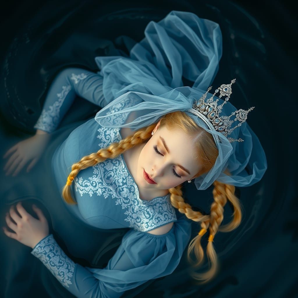 Tsarina in River, Dreamy Ethereal Digital Art