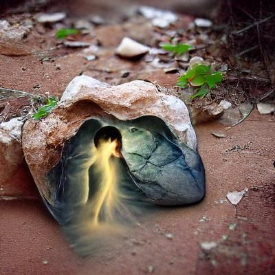 Ethereal Spirit Emerges from Under Rock