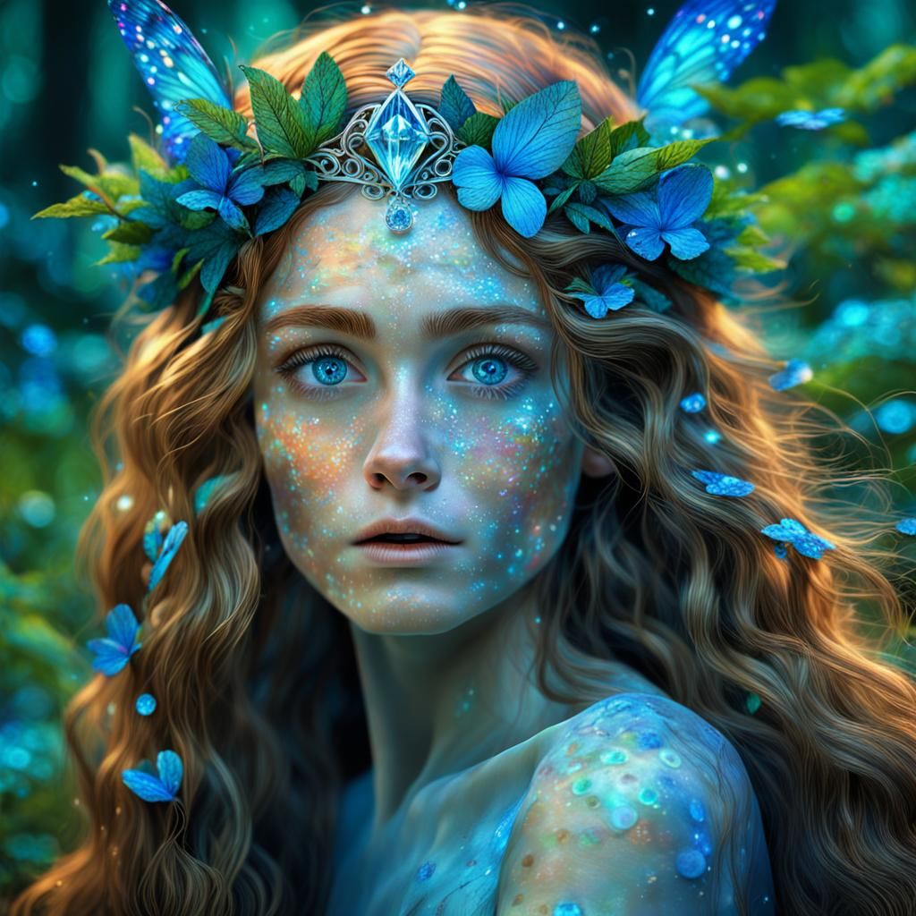 Psychedelic Forest Fairy with Diamond Diadem