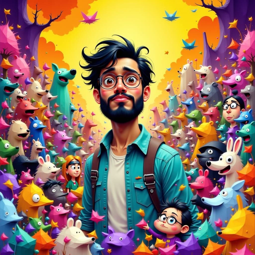 Animator James Quintel with Iconic Characters in Illustrativ...