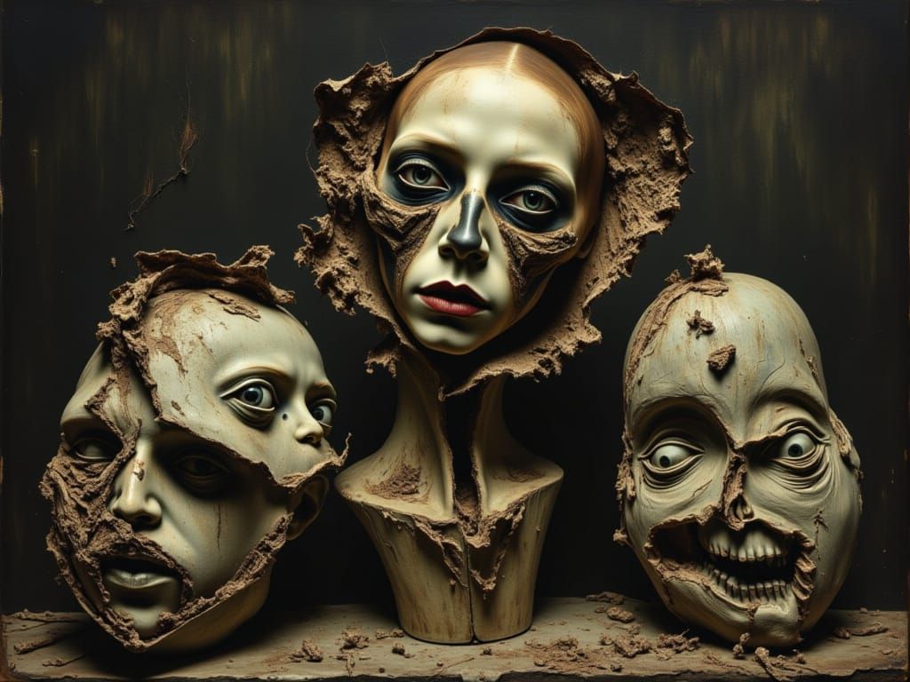 Madman Potters' Bizarre Art in Oil Painting Style