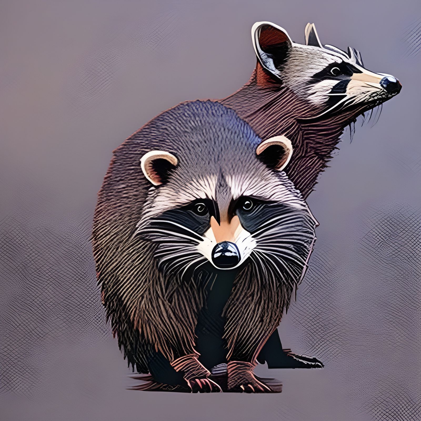 Raccoon Portrait in Impasto Style