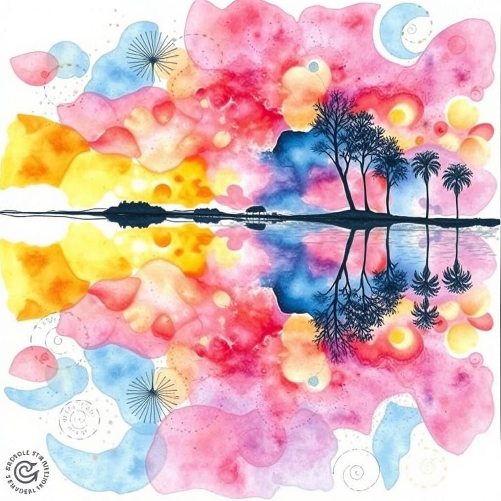 Dreamy Watercolor Reflections in Vibrant Colors