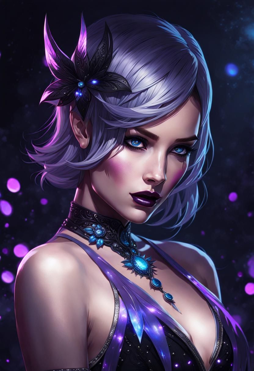 Beautiful Swedish Woman in Modern Ink Painting