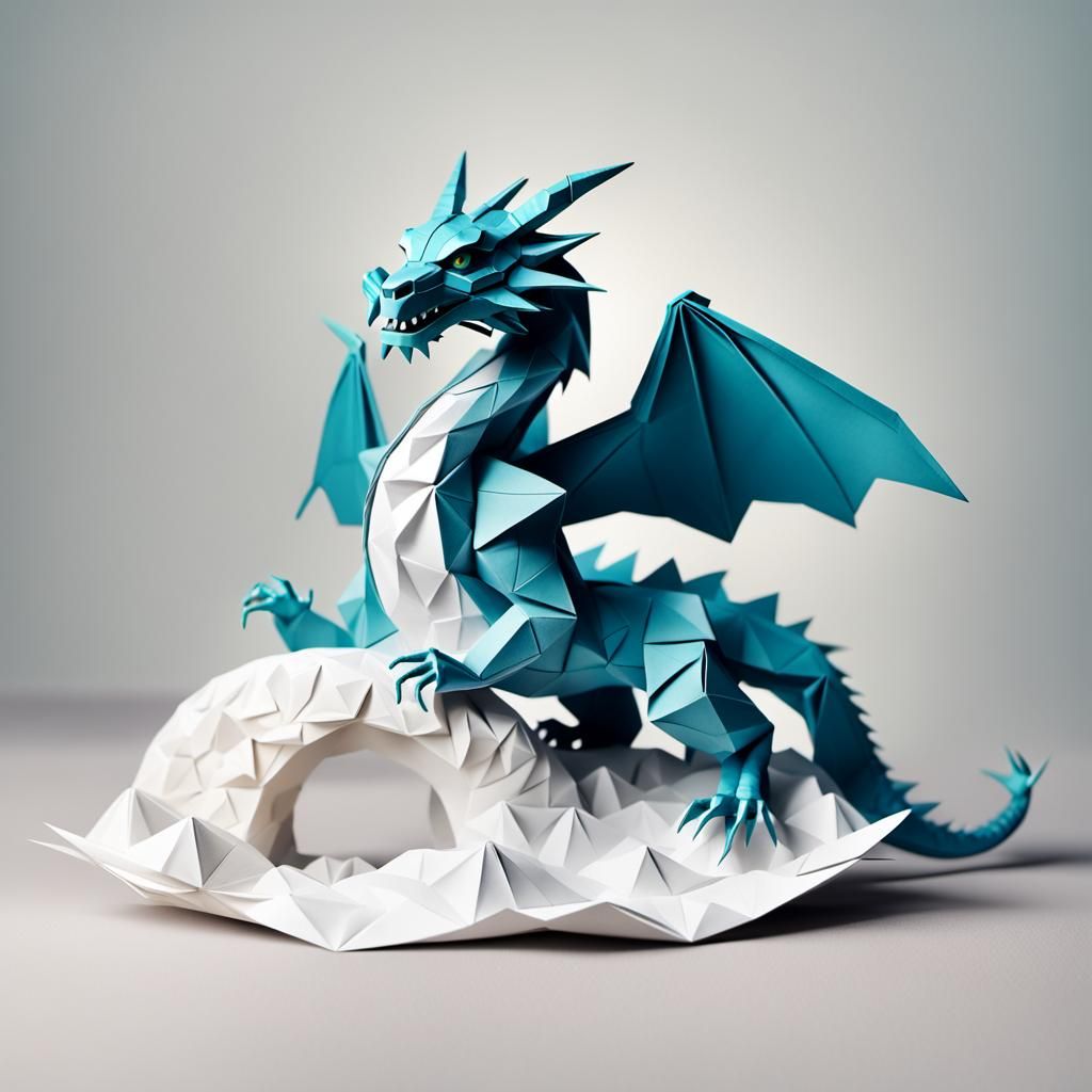 Origami Dragon on the Moon