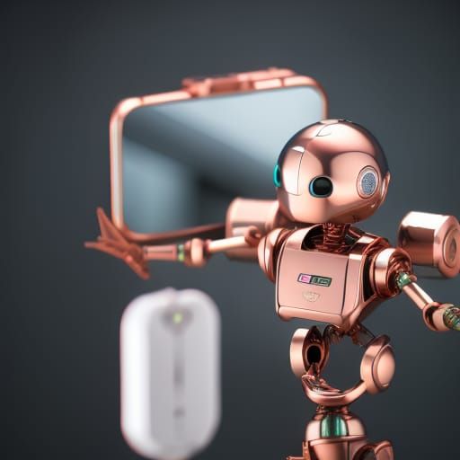 Cute Robot Selfie in Auroracore Style